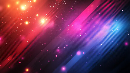A dark background with diagonal lines of light in red, pink, and blue.