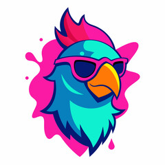 Parrot logo design vector art illustration. Parrot head with sunglasses icon illustration.
