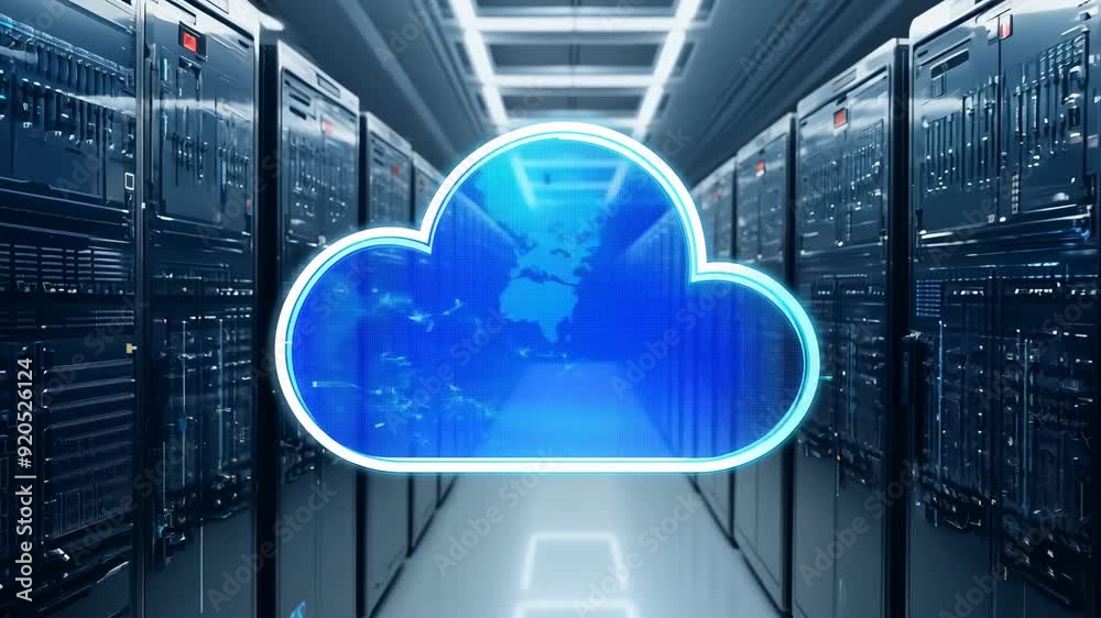 Poster overview of a blue cloud computing infrastructure in a data center environment