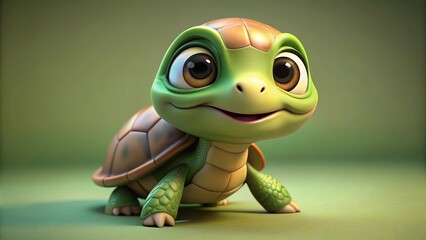 Adorable cartoon turtle with big eyes and a smiling face , cute, turtle, cartoon, adorable, happy, smile, eyes, small, shell