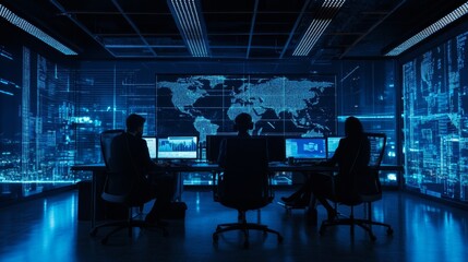 Cybersecurity Experts Working in a Modern Control Room