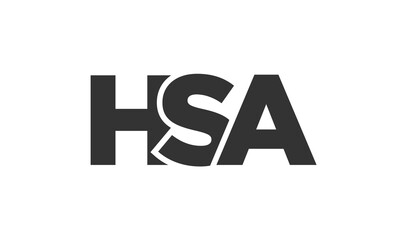 HSA logo design template with strong and modern bold text. Initial based vector logotype featuring simple and minimal typography. Trendy company identity.