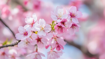 Naklejka premium Celebrate the arrival of spring with the Cherry Blossom Festival, where delicate blossoms symbolize renewal and beauty.