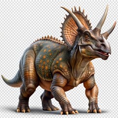 Fototapeta premium ancient animal horned dinosaur realistic photo illustration on transparent background