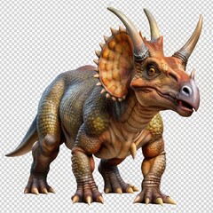 Fototapeta premium ancient animal horned dinosaur realistic photo illustration on transparent background
