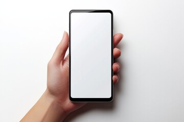 Blank Smartphone Mockup on Hand created with Generative AI