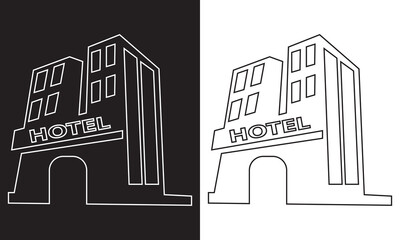 Hotel editable stroke  web icon set. Vector illustration.  Isolated on white and black background. EPS 10