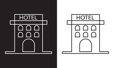 Fototapeta premium Hotel editable stroke web icon set. Vector illustration. Isolated on white and black background. EPS 10