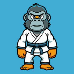 Fototapeta premium gorilla monkey cartoon karate character mascot in kimono