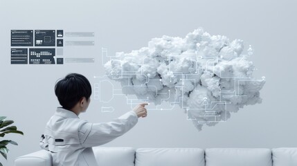 Innovative Startup Hub: Holographic Interfaces and Visionary Leadership in High-Tech Workspace, Generative Ai