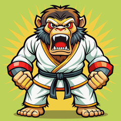 gorilla monkey cartoon karate character mascot in kimono