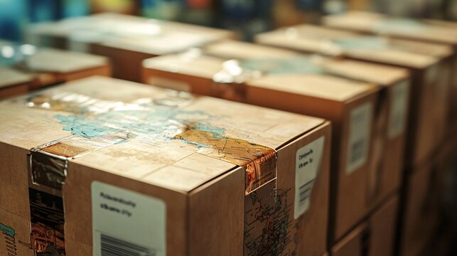 An online marketplace with a global return policy, showcasing a close-up on return options and international shipping labels. 
