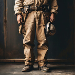 half body photo of a worker wearing a worker's uniform