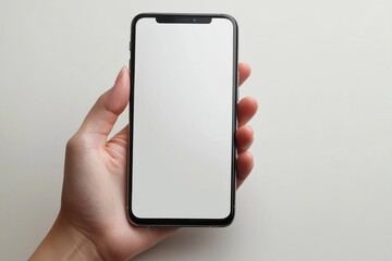 Blank Smartphone Mockup on Hand created with Generative AI