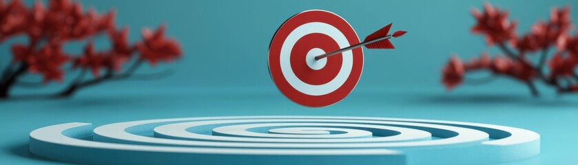 A dynamic image of a dart hitting a target, symbolizing success and focus. Ideal for themes of achievement and goal-setting.