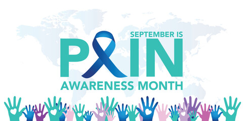 Pain awareness month is observed every year in September, to raise public awareness of issues in the area of pain and pain management, Vector illustration