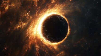 Naklejka premium Black hole in outer space background sci fi very detailed and realistic shape