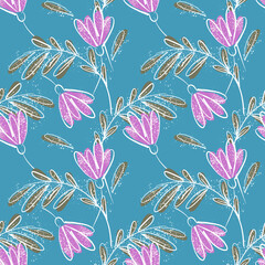 Decorative Flowers Seamless Pattern. Design Template.