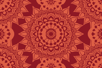 Seamless pattern with mandala ornament. Vintage decorative elements. Hand drawn oriental background. Tribal motifs.