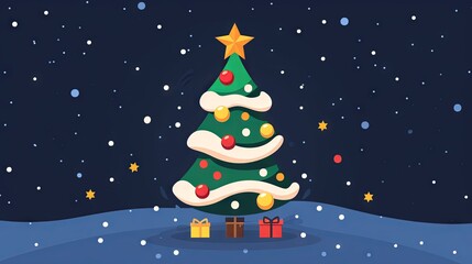Festive Christmas tree icon