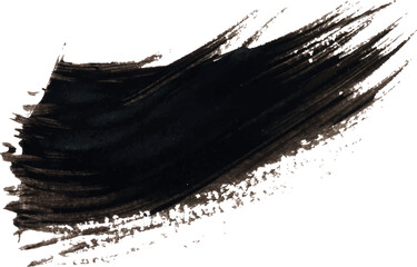 Brush stroke with watercolor paint on isolated background, black color