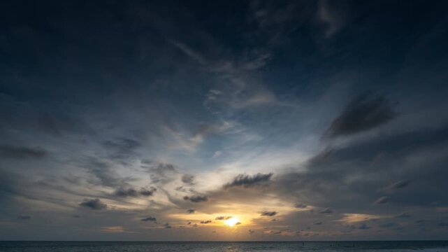Time lapse clip of several fluffy curly rolling cloud layers in windy weather before the storm.