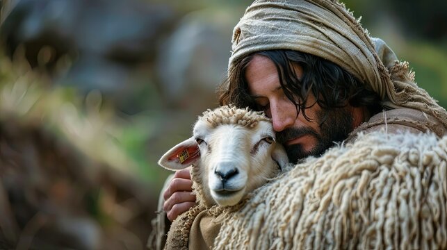 Portrait of Jesus Christ with a lamb