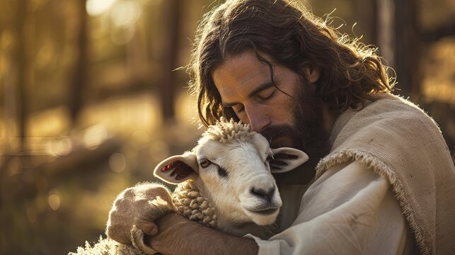 Portrait of Jesus Christ with a lamb