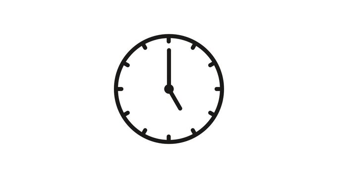 Black clock on white background animation day time. Footage. Transparent background. Alpha channel.