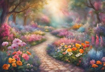 Magical Garden in Pastel - Perfect for Cottagecore, Summer, and Spring Decor