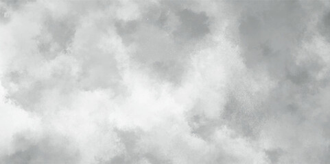 Abstract white and gray isolated cloud cumulus clouds. Gray aquarelle painted realistic fog or mist smoky textured canvas design. White and ash messy wall stucco texture background.