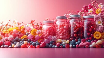 Daily vitamins, essential nutrients, flat design illustration