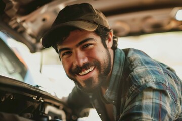 Obraz premium Serene man fixing smile on white background