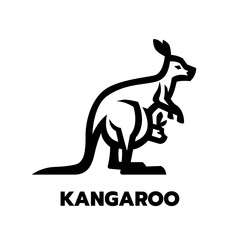 Kangaroo with a cub logo, symbol.