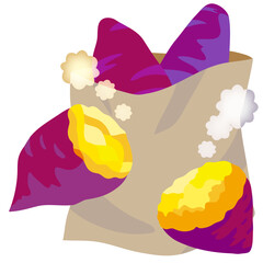 秋に食べられる美味しい焼き芋のイラスト