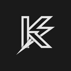 letter K electric logo, tunder bolt design logo template, vector illustration