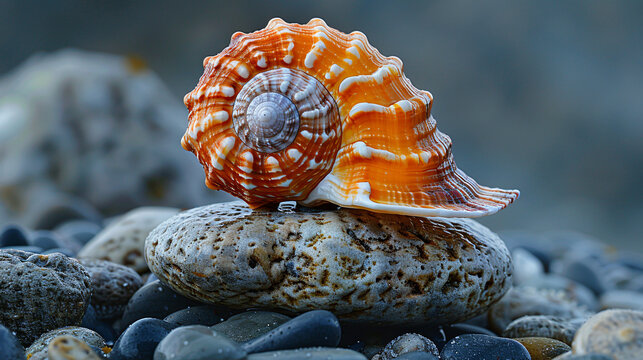 Beautiful seashell on pebble
