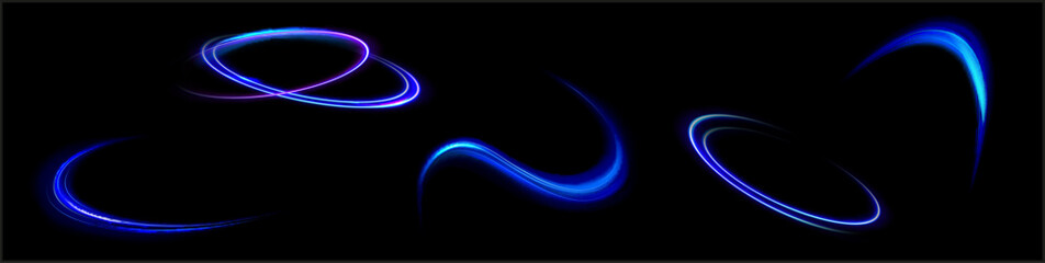 Blue glowing shiny lines effect vector background. Luminous white lines of speed. Light glowing effect. Light trail wave, fire path trace line and incandescence curve twirl.