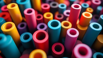 Fototapeta premium Abstract domino cascade, digital art, vibrant stellar colors, wideangle view, soft focus , minimalist