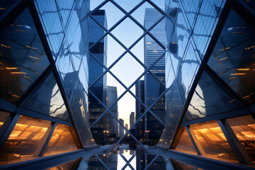 Fototapeta premium Futuristic Cityscape: A Harmonious Blend of Abstract and Contemporary GZ Architecture