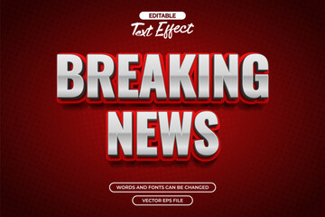 Breaking news editable text effect vector