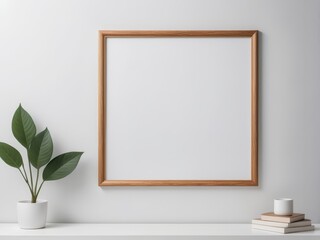 Wooden Frame Mockup with Minimalist Decor