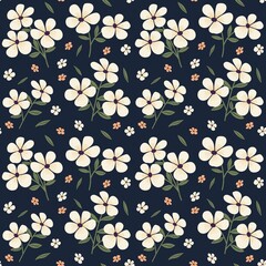 Abstract seamless pattern with blooming flowers and leaves.natural illustration with  flowers background.