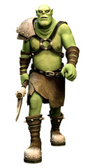 3D Rendering Fantasy Creature Orc on White
