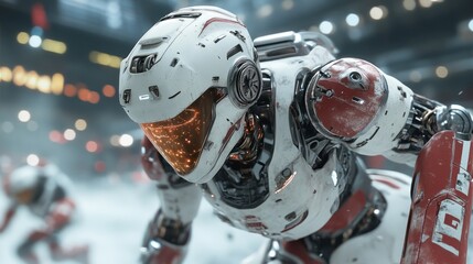 Fototapeta premium Futuristic Robot in a Battle Arena