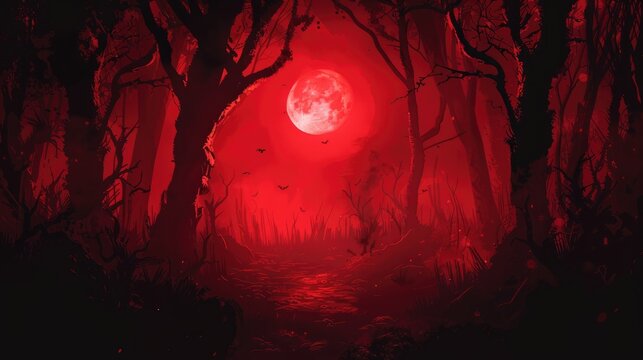 red sunlight in black forest