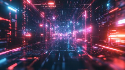 Retro Cyberpunk Synthwave Landscape - Bright Neon Pink and Yellow Background for Banner or Wallpaper