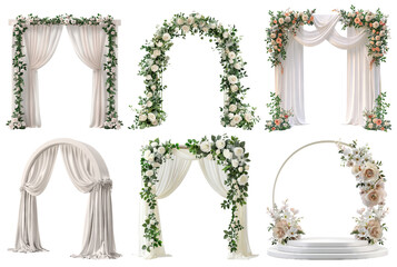 Set of beautiful wedding flower arches, cut out