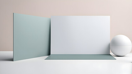 A clean and modern 3D rendering of a minimalist business presentation cover background, featuring subtle gradients, smooth shapes, and a neutral color palette, perfect for corporate PPT templates.
