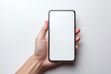 Blank Smartphone Mockup on Hand created with Generative AI